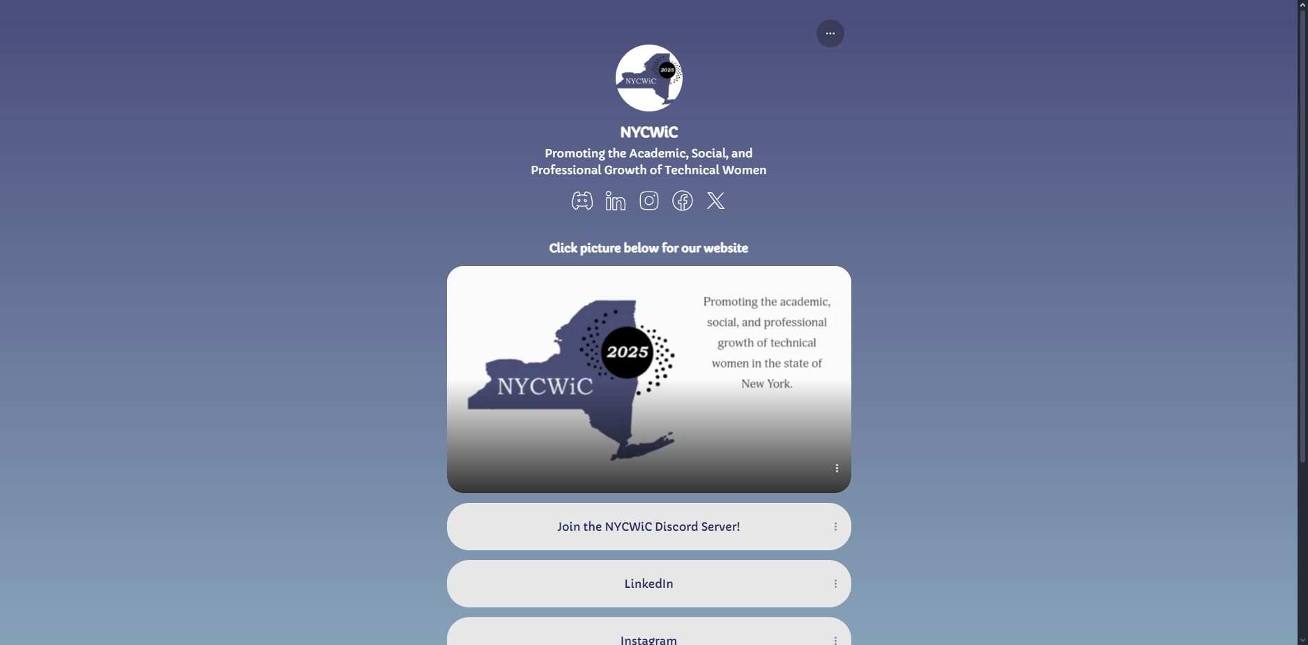A photo of NYCWiC's Linktree that Megan created